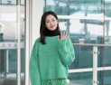 오연서, 추위도 잊게 하는 초록 여신 공항패션