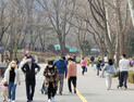 포근한 날씨 즐기며 산책하는 시민들