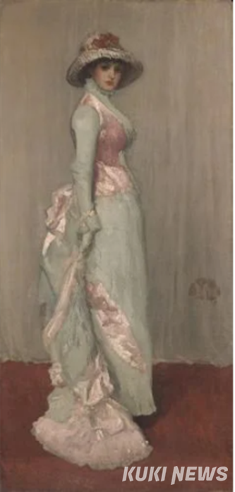 제임스 맥닐 휘슬러, 분홍색과 회색의 조화: 레이디 뮈, 1881~82, 캔버스에 유채, 193.7 x 93cm, 프릭 컬렉션, 뉴욕
