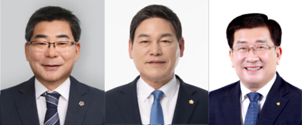 조국혁신당 소속 현직 군수와 더불어민주당 후보가 맞붙는 전남 담양군수 선거가 오차범위 내 박빙 양상으로 전개되고 있다. (왼쪽부터)정철원 조국혁신당 후보·박종원 더불어민주당 후보·최화삼 전 담양새마을금고 이사장.
