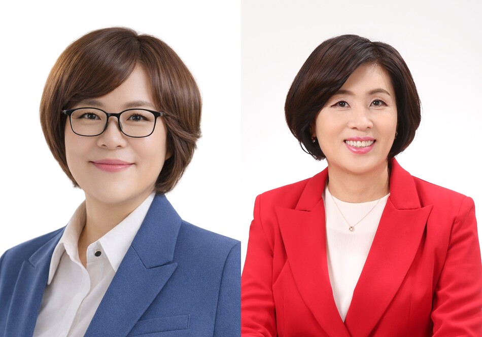더불어민주당 박선주(왼쪽), 국민의힘 정숙남(오른쪽) 후보가 무투표 당선자가 될 가능성이 크다.