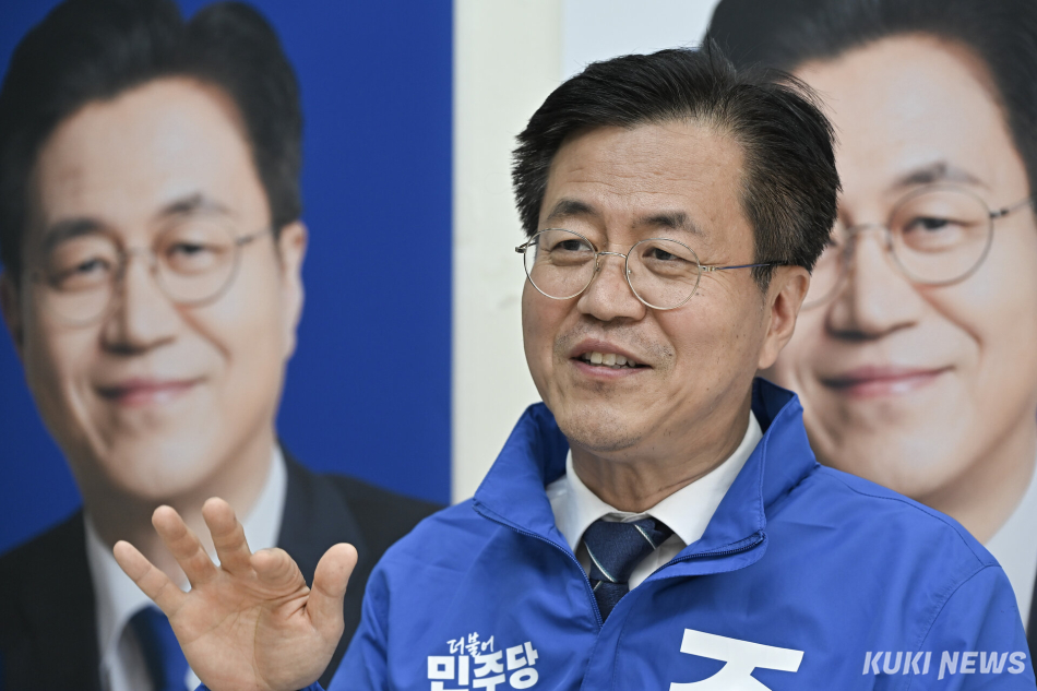 조유진 더불어민주당 영등포구청장 후보가 12일 오전 서울 영등포구 캠프 사무실에서 쿠키뉴스와 인터뷰하고 있다. 남동균 기자