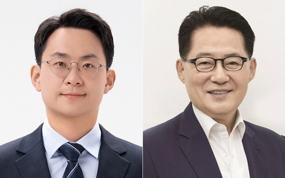 더불어민주당 박지원 국회의원 후보(왼쪽), 5선의 민주당 박지원 국회의원