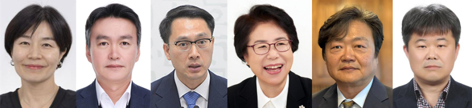 청와대는 15일 보건복지부 1차관에 현수엽 복지부 대변인(왼쪽부터), 관세청장에 이종욱 관세청 차장, 새만금개발청장에 문성요 전 국토부 기획조정실장, 지속가능발전국가위원장에 홍미영 새로운일상을여는사람들 이사장, 국민생명안전위원회 부위원장에 백종우 경희대 의대 교수, 국가도서관위원장에 김기영 연세대 문헌정보학과 교수를 임명했다고 밝혔다. 연합뉴스