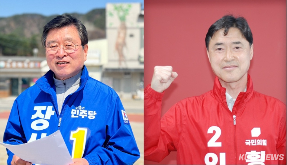 6·3 지방선거 횡성군수 더불어민주당 장신상(왼쪽) 후보와 국민의힘 임광식 후보. 윤수용 기자