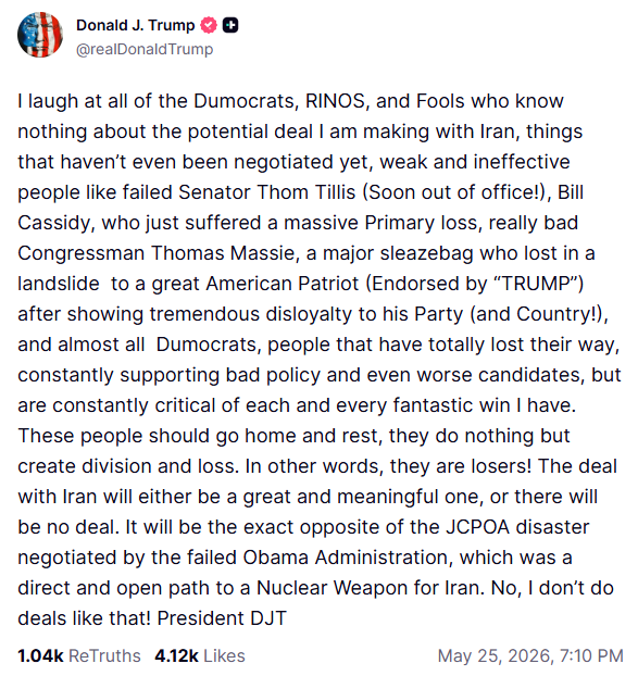 도널드 트럼프 대통령 트루스소셜 캡쳐.