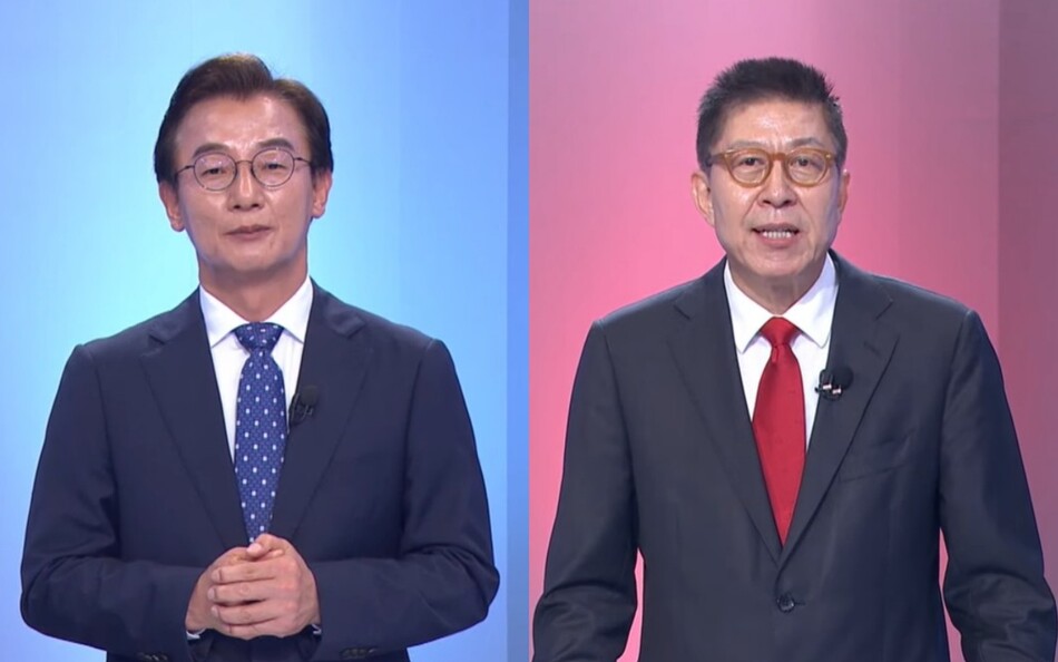 전재수 더불어민주당 부산시장 후보와 박형준 국민의힘 부산시장 후보. KBS 뉴스 부산 유튜브 갈무리