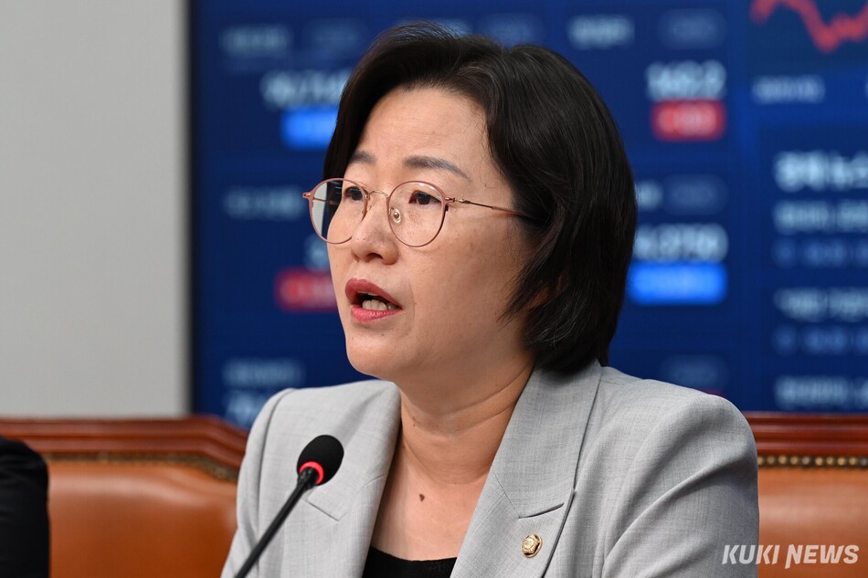 정혜경 진보당 의원이 30일 서울 여의도 국회에서 진행된 ‘홈플러스 회생 및 대규모 실업 사태 방지 국회 중재 및 사회적 대화기구 제안을 위한 제 정당 준비회의’에서 발언하고 있다.