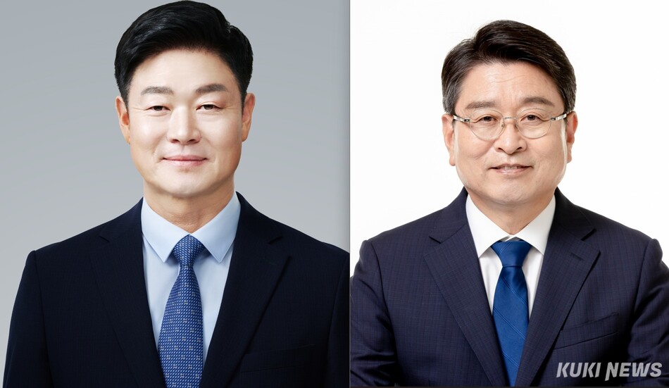 구자열(왼쪽) 원주시장 당선인과 장신상 횡성군수 당선인. 윤수용 기자