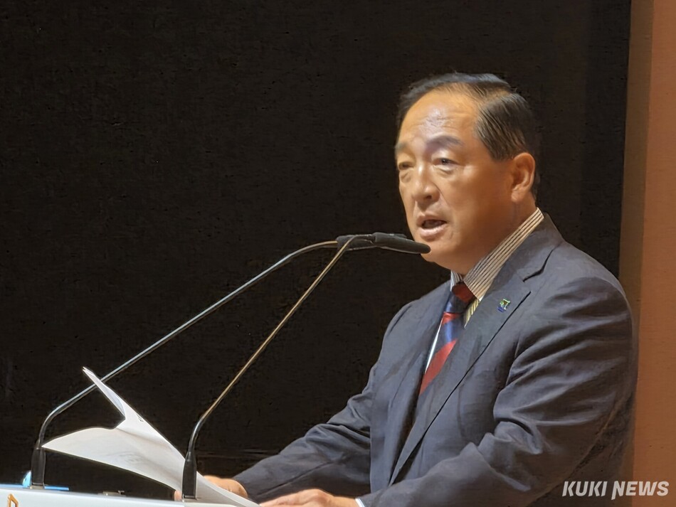 1일 속초시정 민선 9기 취임사하는 이병선 속초시장. 조병수 기자.