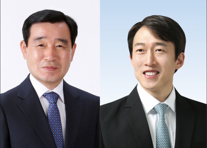 민주당 조종현 의장(왼쪽), 정준호 부의장.