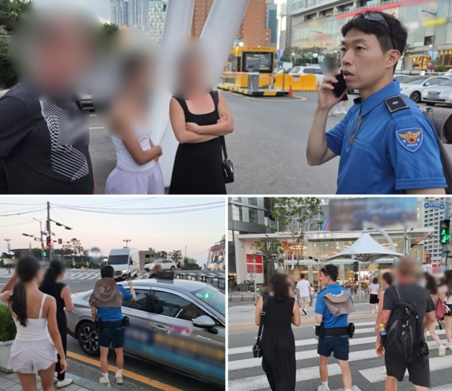 지난 21일 부산을 찾은 미국인 관광객이 택시에 수백만 원 상당 현금과 휴대전화를 두고 내려 경찰의 도움으로 되찾았다. 사진제공 부산경찰청